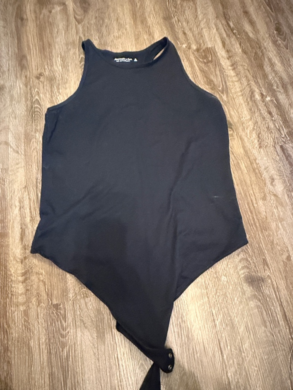 Abercrombie & Fitch Black High-Neck Tie-Hem Bodysuit